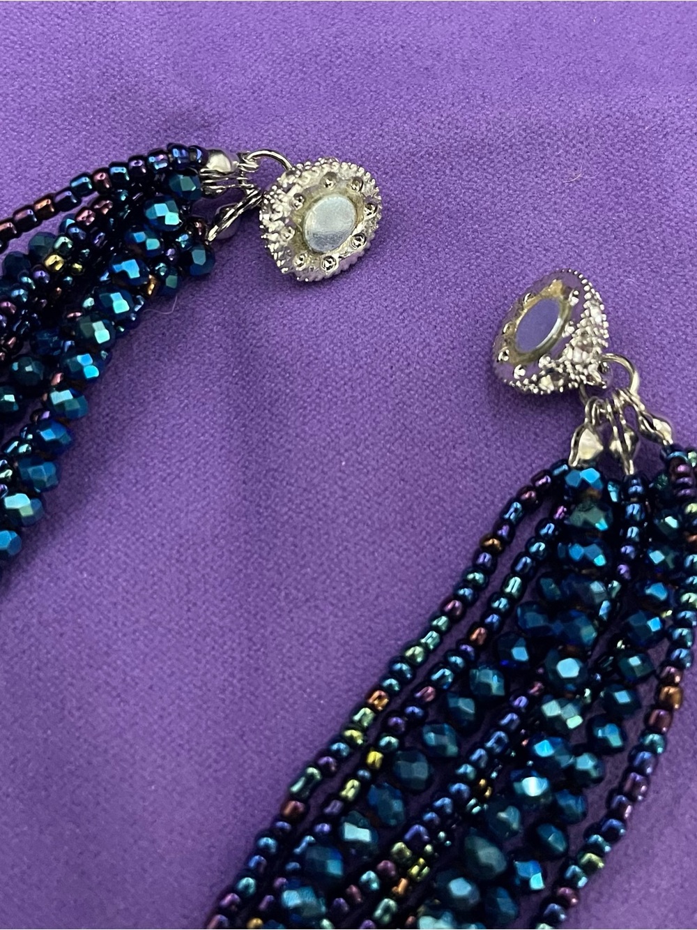 NWT Iridescent Blue-Green Crystal 3-in-1 convertible necklace! 17.5” to 35”